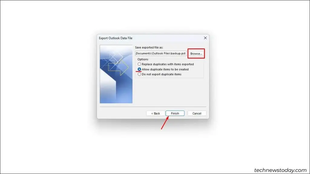 How to Recover Deleted Folder in Outlook 18 browse-the-location-and-tap-on-finish-1024x576