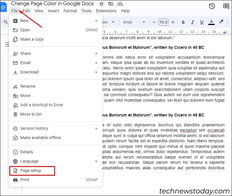 change-page-color-in-google-docs-through-page-setup