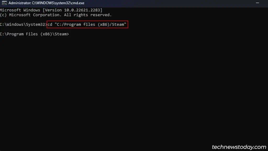 Steam Not Enough Disk Space? Here are 7 Fixes You Can Try 11 changing-active-directory-in-cmd-1024x576
