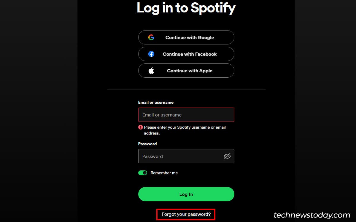 click Forgot your password