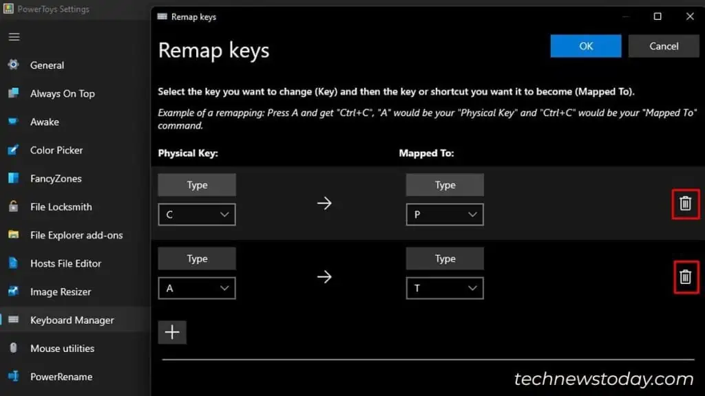 Keyboard Typing Wrong Letters? 6 Ways to Fix It 13 delete-remapped-keys-from-powertoys-1024x576