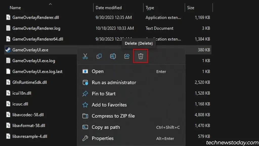 Steam Overlay Not Working? Here’s How to Fix It 9 deleting-gameoverlay-2-1024x576
