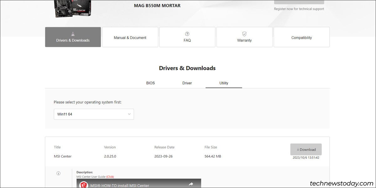 download-msi-center