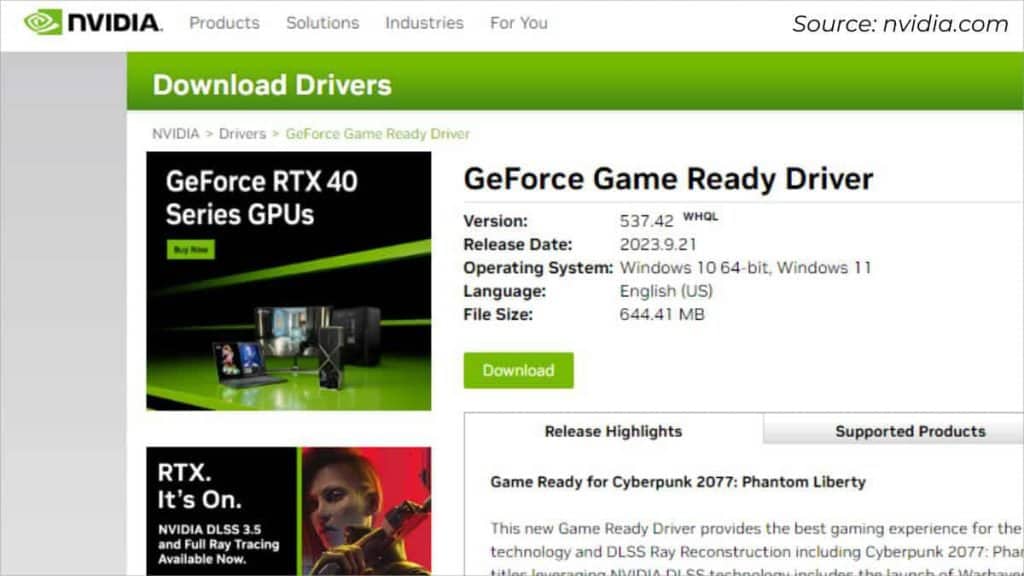 downloading drivers from nvidia
