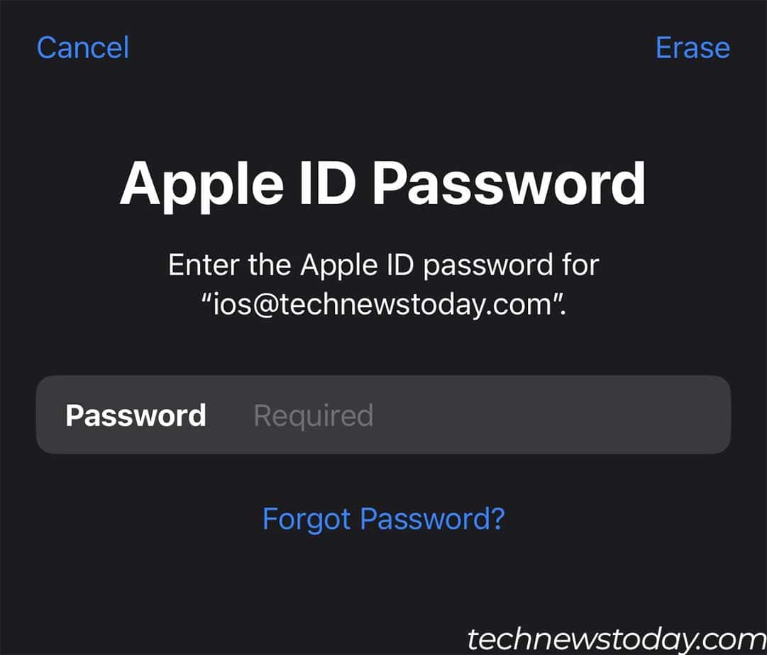 enter apple id password