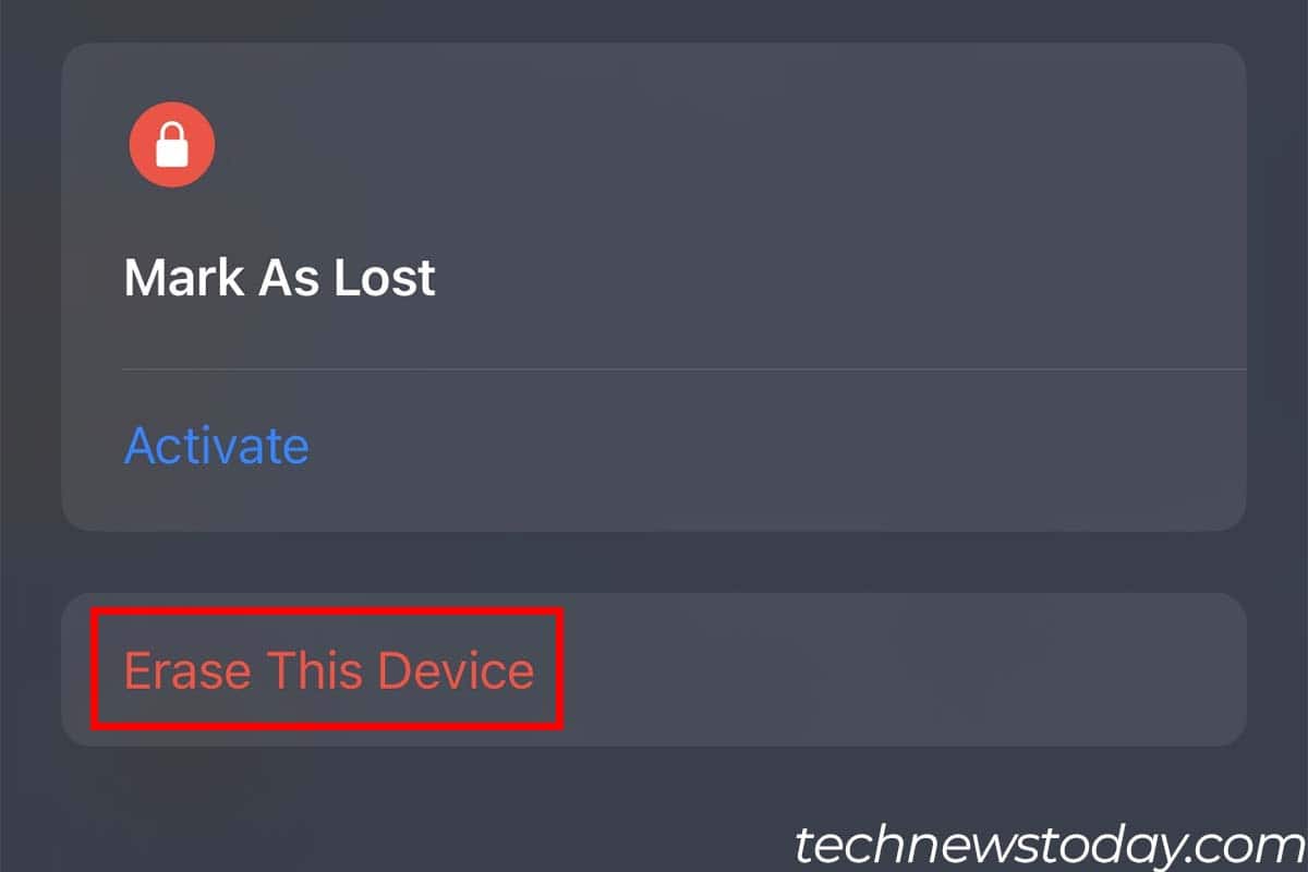 find my erase this device