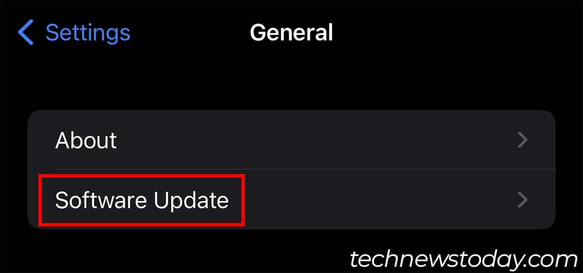 ios settings general software update