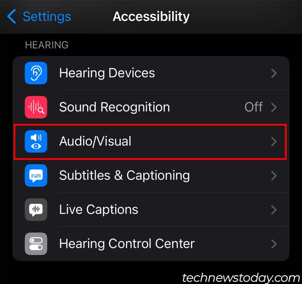 iphone setting audio visual