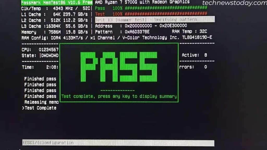 memory test green pass