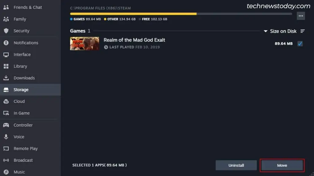 Steam Not Enough Disk Space? Here are 7 Fixes You Can Try 3 move-button-1024x576