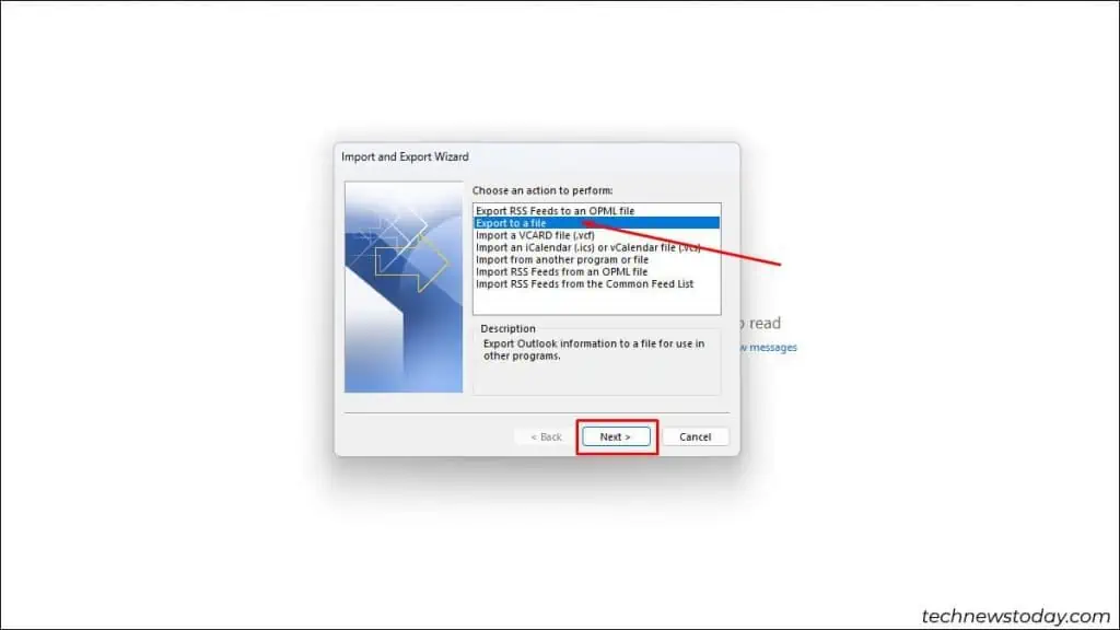 How to Recover Deleted Folder in Outlook 15 select-export-to-a-file-1024x576