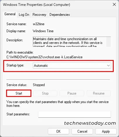 start-the-W32time-service-and-set-to-Automatic