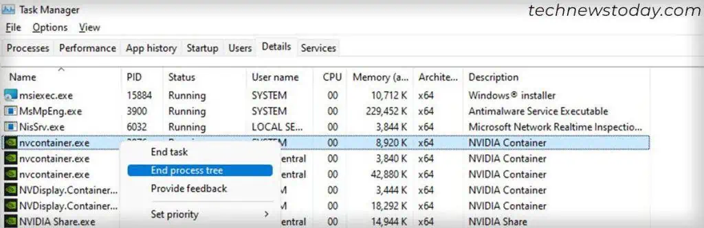 How to Fix NVIDIA Control Panel Not Opening 1 task-manager-nvcontainer-end-process-tree-1024x333