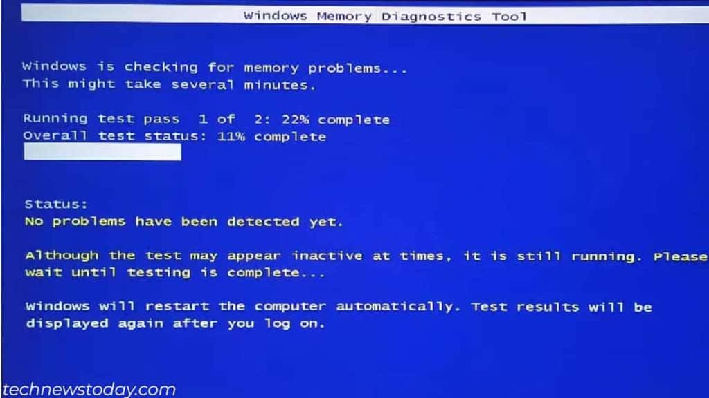 test memory windows memory diagnostic