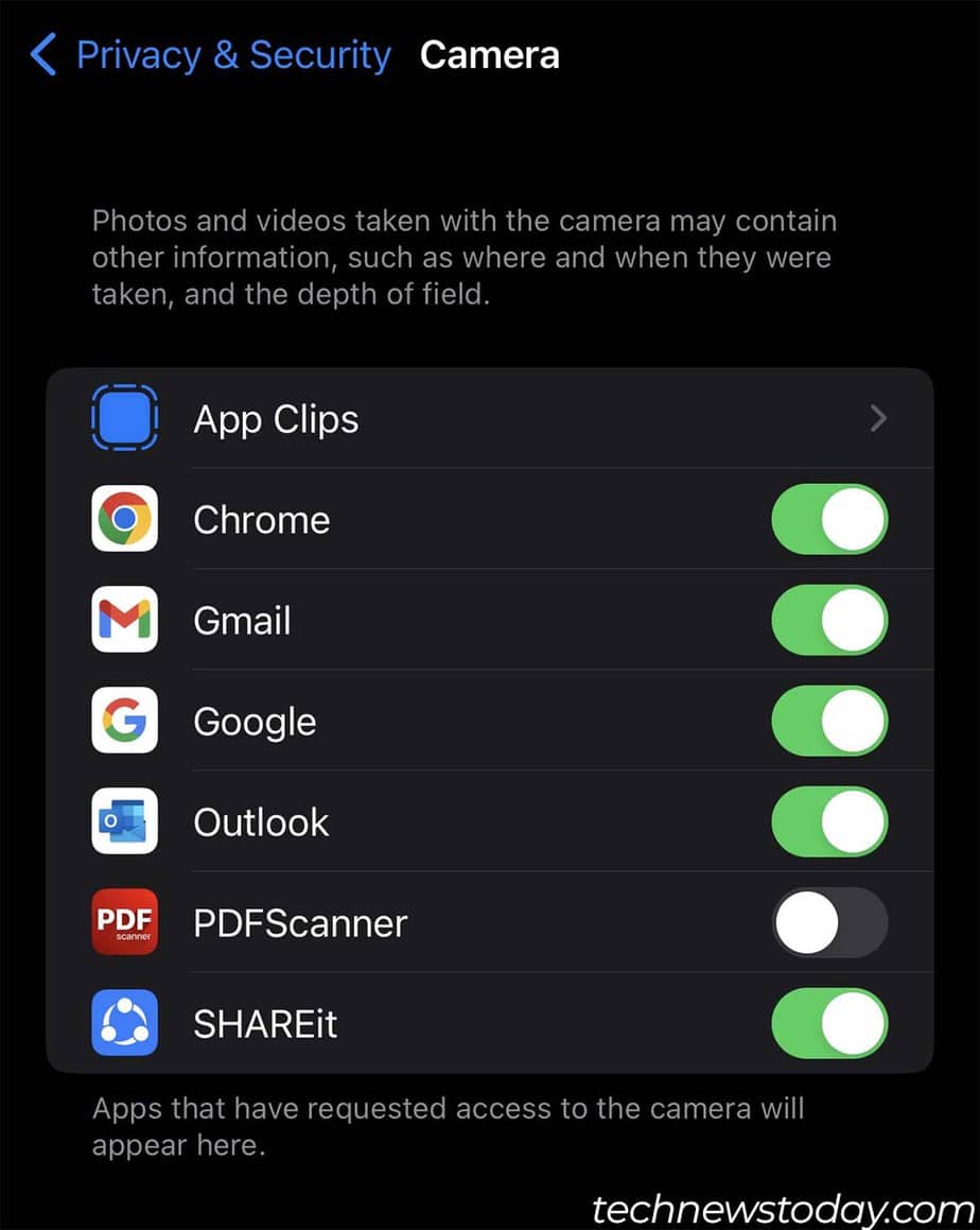 toggle off camera permission