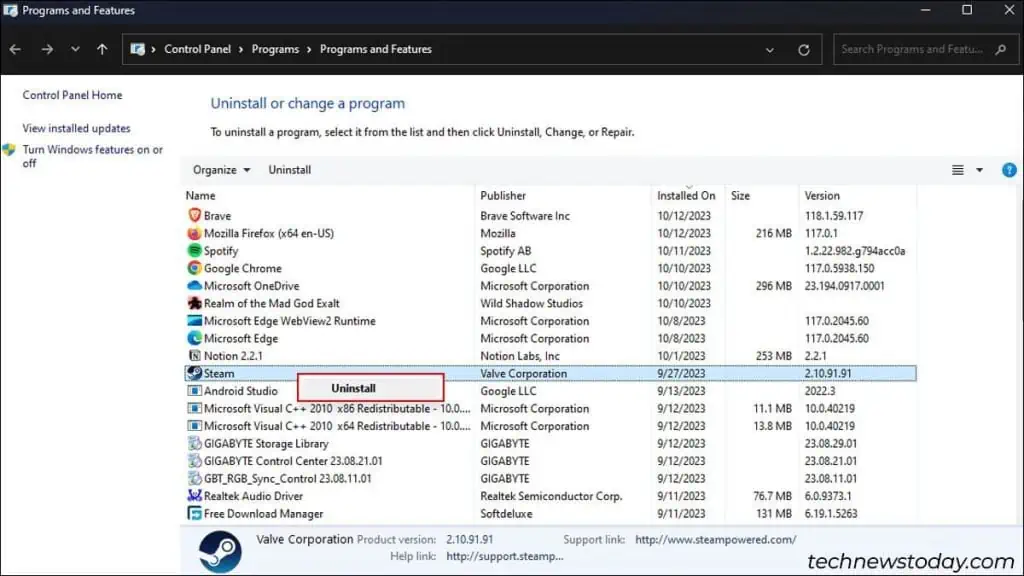 Steam Not Enough Disk Space? Here are 7 Fixes You Can Try 17 uninstalling-steam-2-1024x576