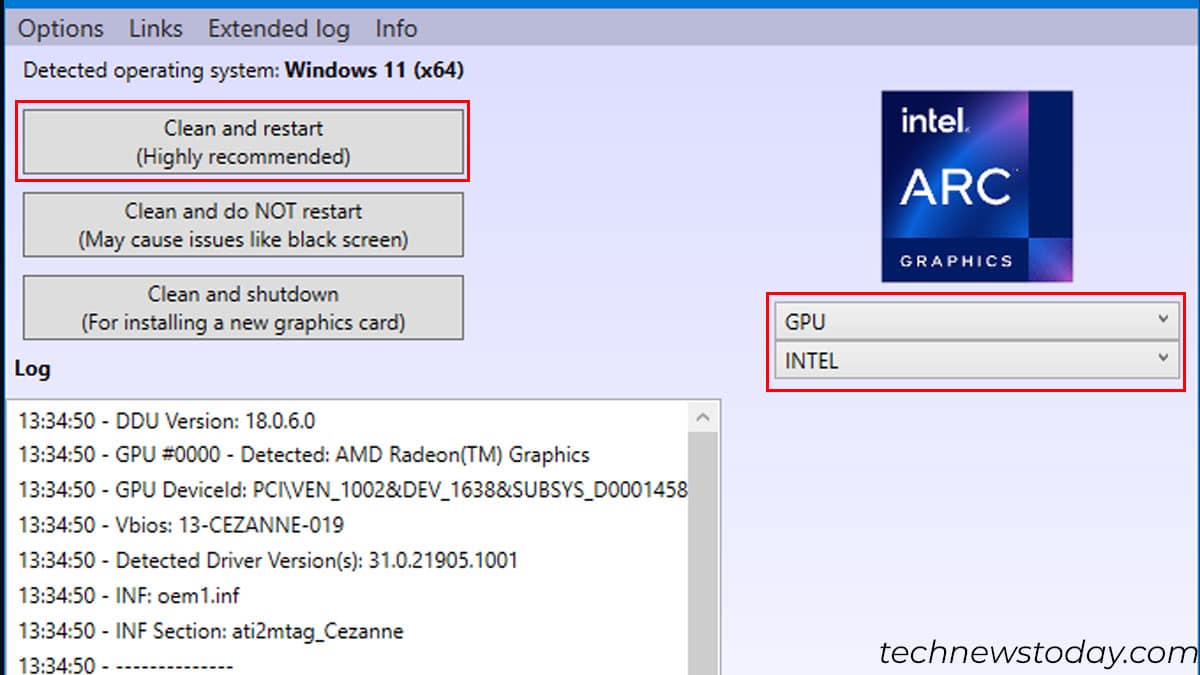 clean and restart to uninstall driver