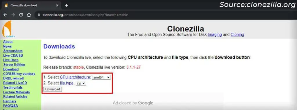 clonezilla-cpu-architecture-amd64-file-type-zip-download-1024x381