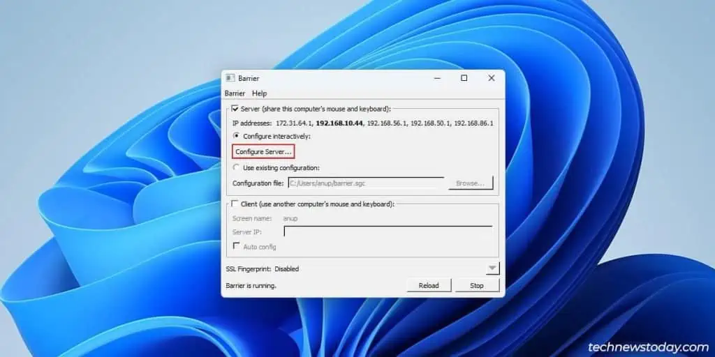 How To Control Two Computers With One Keyboard/Mouse 10 configure-server-barrier-1024x512