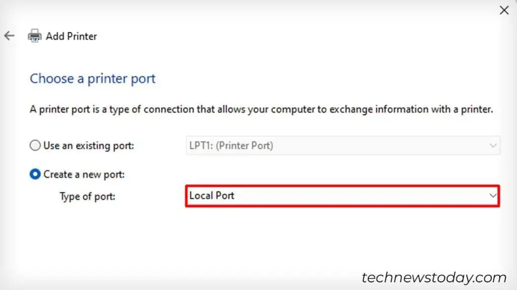 How To Fix “Windows Cannot Connect To The Printer” Error 14 create-a-local-port-for-printer-1024x576