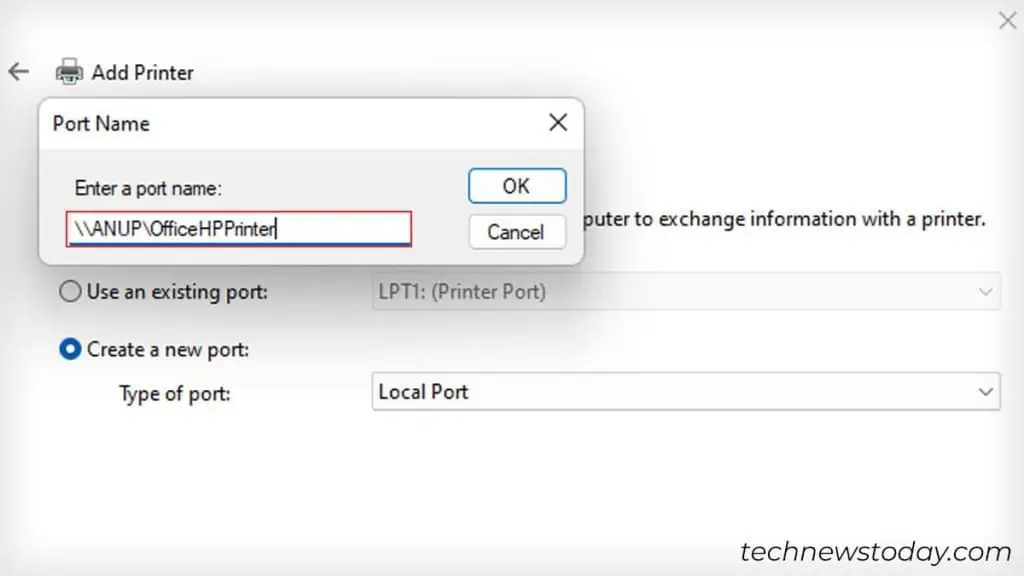 How To Fix “Windows Cannot Connect To The Printer” Error 15 enter-the-port-name-in-local-port-1024x576