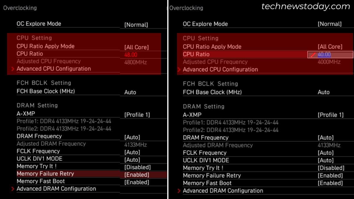 lower cpu oc settings