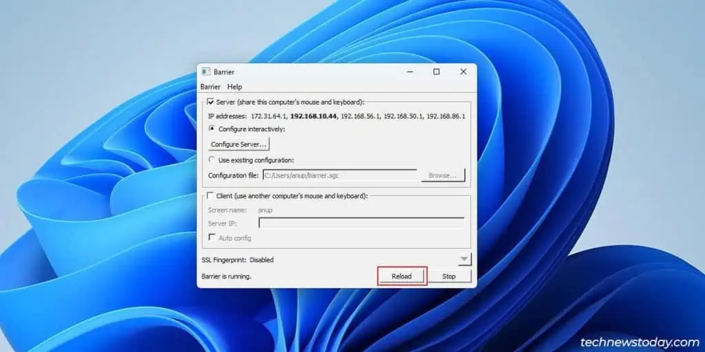 How To Control Two Computers With One Keyboard/Mouse 13 reload-barrier-server-1024x512