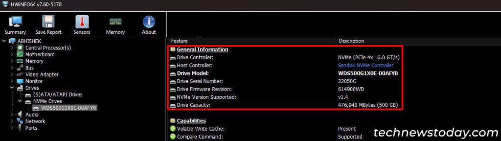 ¿Cómo comprobar qué SSD tengo? 7 maneras fáciles 7 detalles-ssd-de-terceros-hwinfo64
