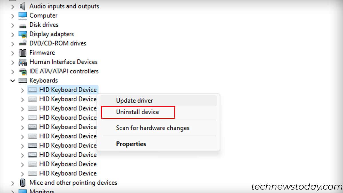 uninstall hidden devices