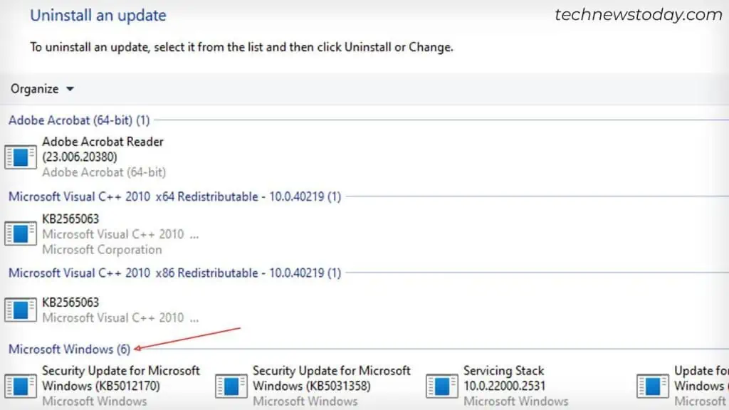 How To Fix “Windows Cannot Connect To The Printer” Error 10 uninstalling-security-updates-from-control-panel-1024x576
