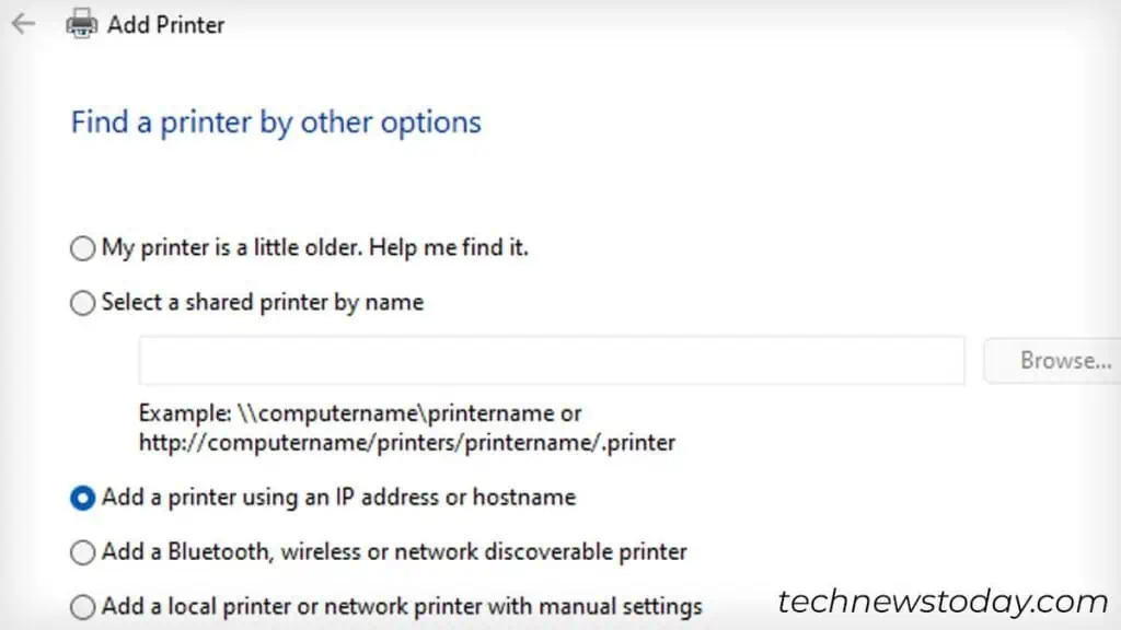 Epson Printer is Offline on PC? Here's How to Fix It 20 add-printer-using-ip-option-1-1024x576
