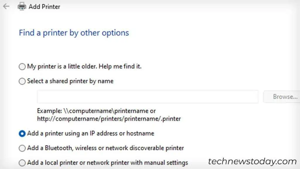 Printer Won't Connect? Here's How to Fix it 9 add-printer-using-ip-option-2-1024x576