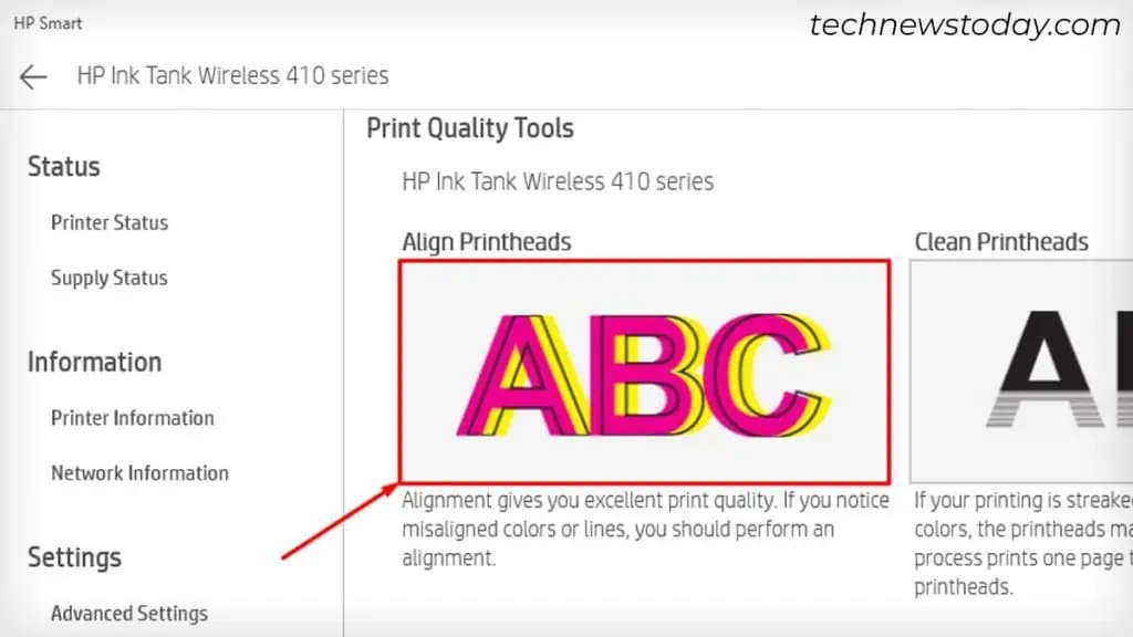 How to Change Ink in HP Printer? Step-by-Step Guide 11 align-printheads-tab-in-hp-smart-1024x576