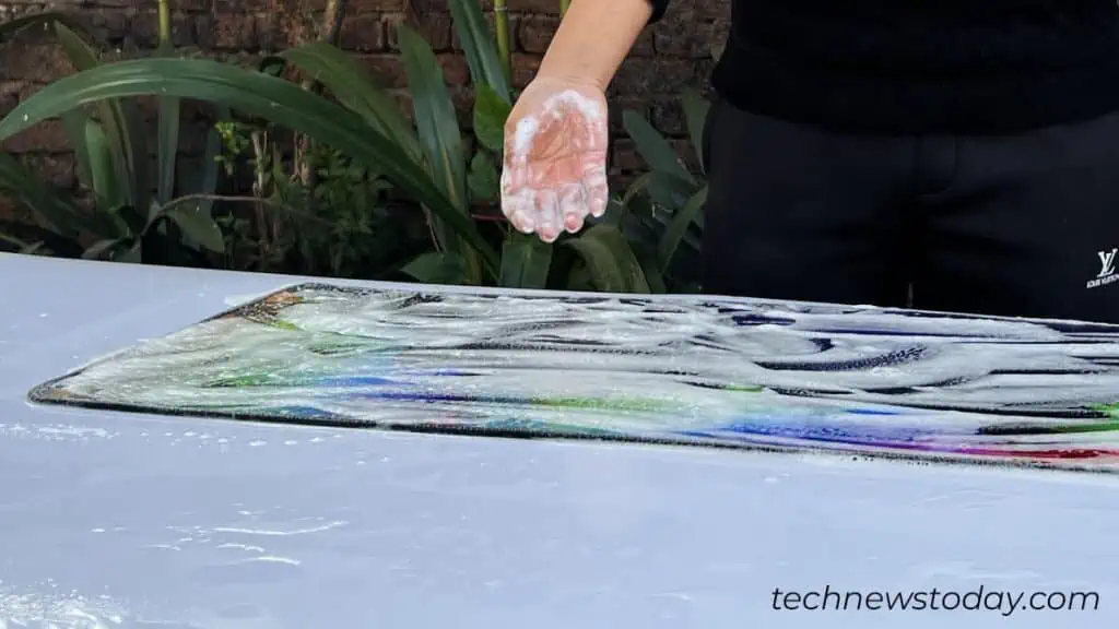 How to Clean a Mousepad 9 apply-soapy-water-all-over-the-mousepad-and-wait-1024x576