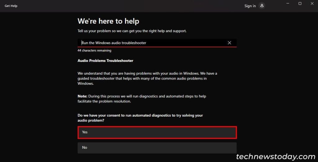 5 Ways to Fix “No Speakers or Headphones are Plugged In” Error 2 audio-troubleshooter-get-help