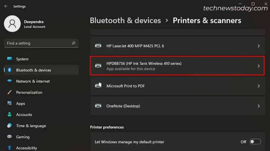 Why is My HP Printer Offline? 7 Ways to Fix It 13 choose-hp-printer-in-windows-settings-1024x576