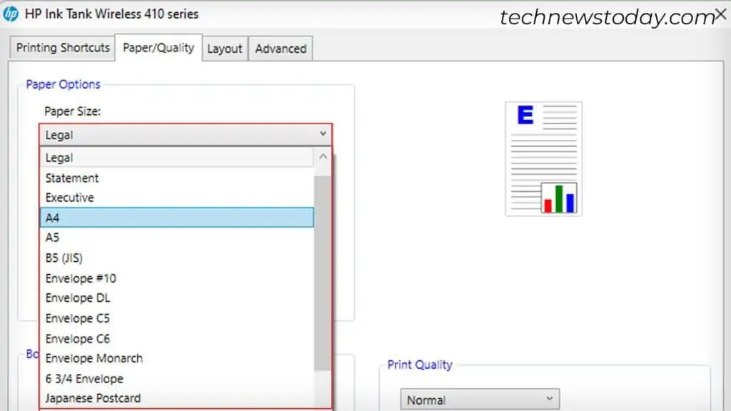 HP Printer Won't Print? Here are 6 Proven Ways to Fix It 12 choosing-paper-size-from-printing-preferences-1024x576