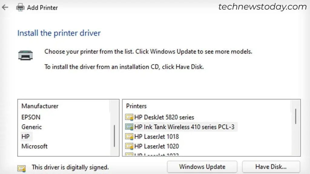 Why is My HP Printer Offline? 7 Ways to Fix It 18 choosing-printer-driver-for-hp-printer-1024x576