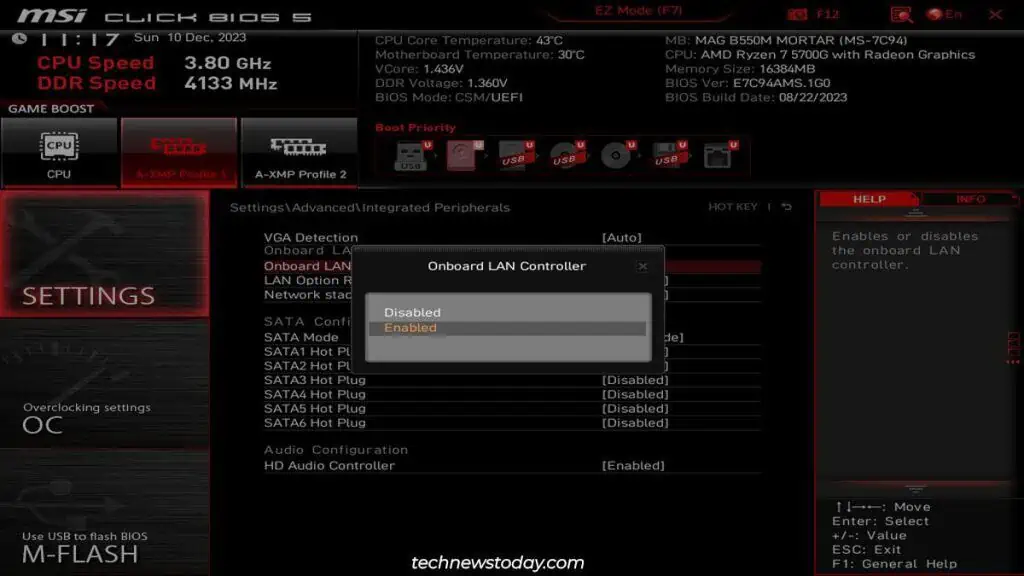 7 Ways to Fix if Ethernet Driver is Not Working 9 enable-onboard-lan-controller-bios-1024x576