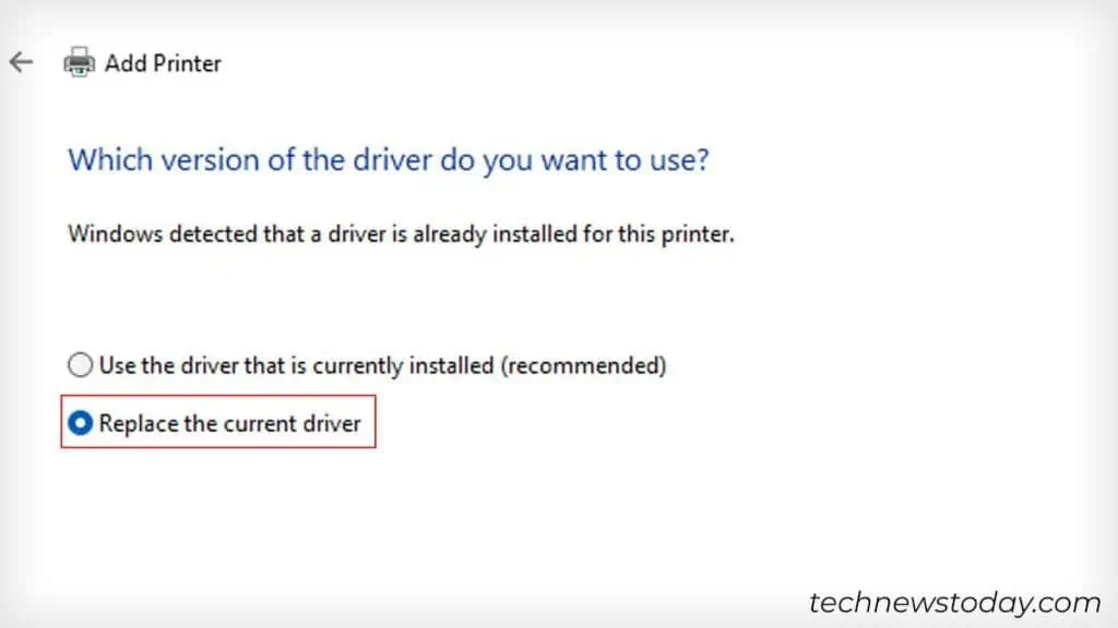 Why is My HP Printer Offline? 7 Ways to Fix It 19 replace-the-current-driver-option-1024x576