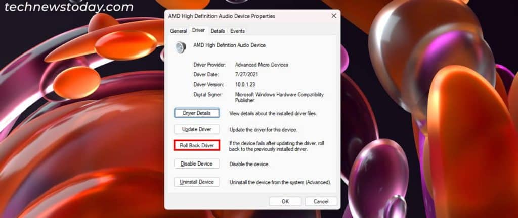 5 Ways to Fix “No Speakers or Headphones are Plugged In” Error 7 roll-back-audio-driver-device-manager