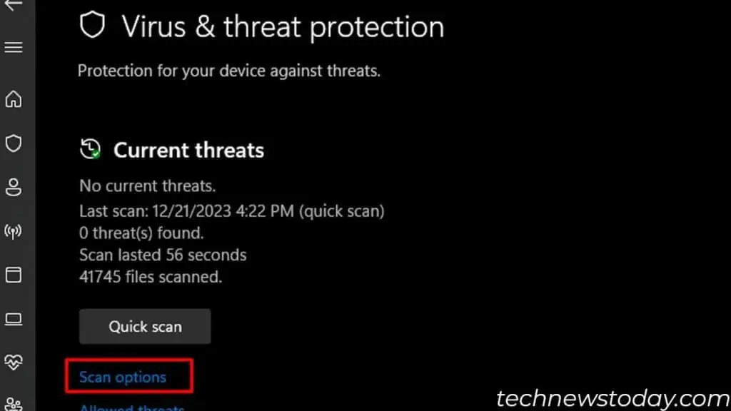 How to Fix the “Computer is Low on Memory” Error in Windows? 9 scan-option-virus-and-threat-protection-1024x576