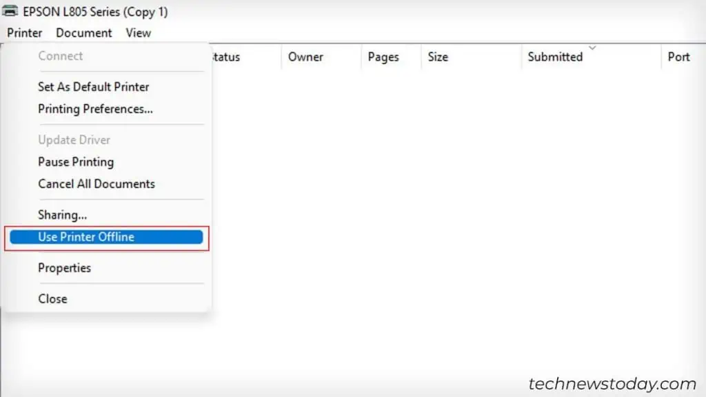 uncheck-use-printer-offline-in-epson-printer-1024x576