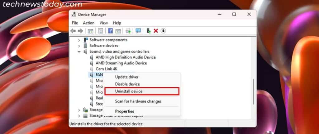 5 Ways to Fix “No Speakers or Headphones are Plugged In” Error 6 uninstall-audio-device-manager