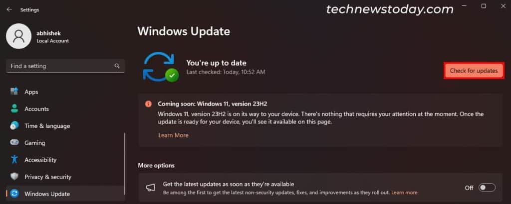5 Ways to Fix “No Speakers or Headphones are Plugged In” Error 5 windows-update-check-for-updates