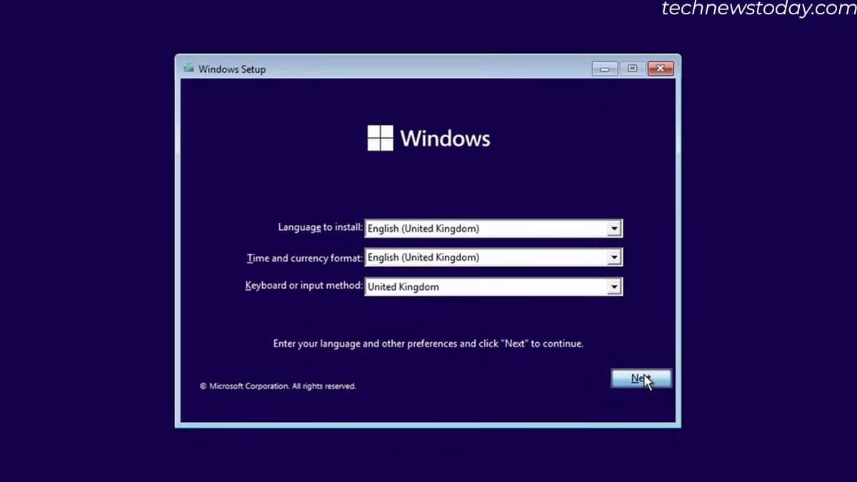language select windows installation