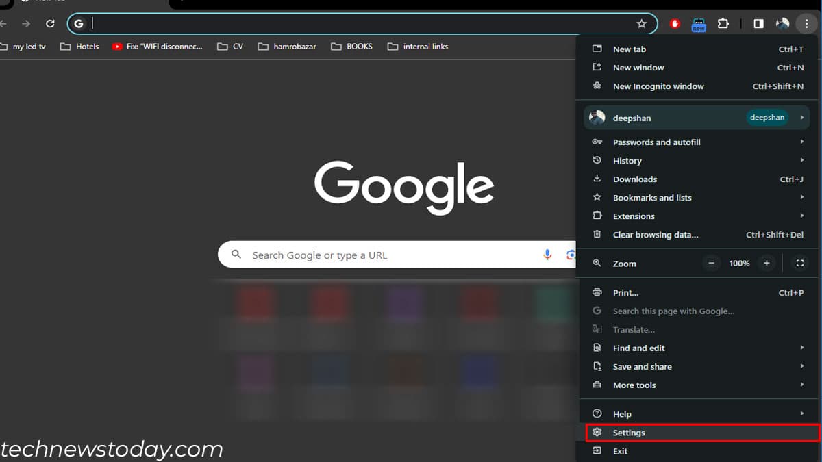 Windows'ta Chrome ayarlarını açın, RAM kullanımını azaltın