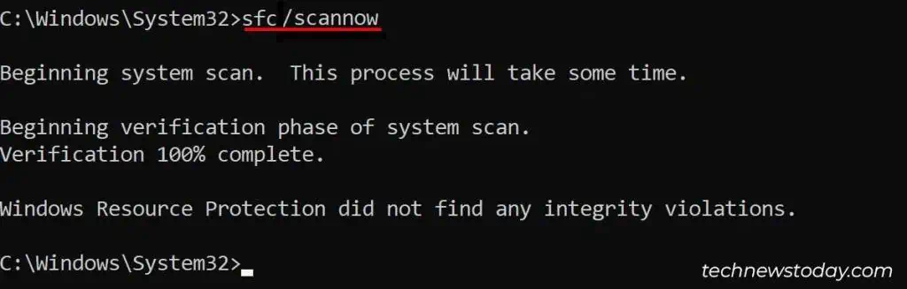 Notifications Not Working on Windows? Here’s How to Fix It 11 running-sfc-scannow-1024x327