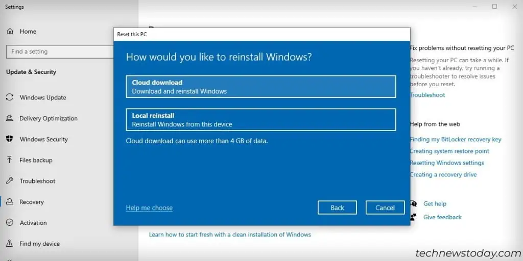 How to Fix When Windows Restarts After Shutdown 26 Reset-this-PC-Cloud-or-Local-reinstall-1024x512