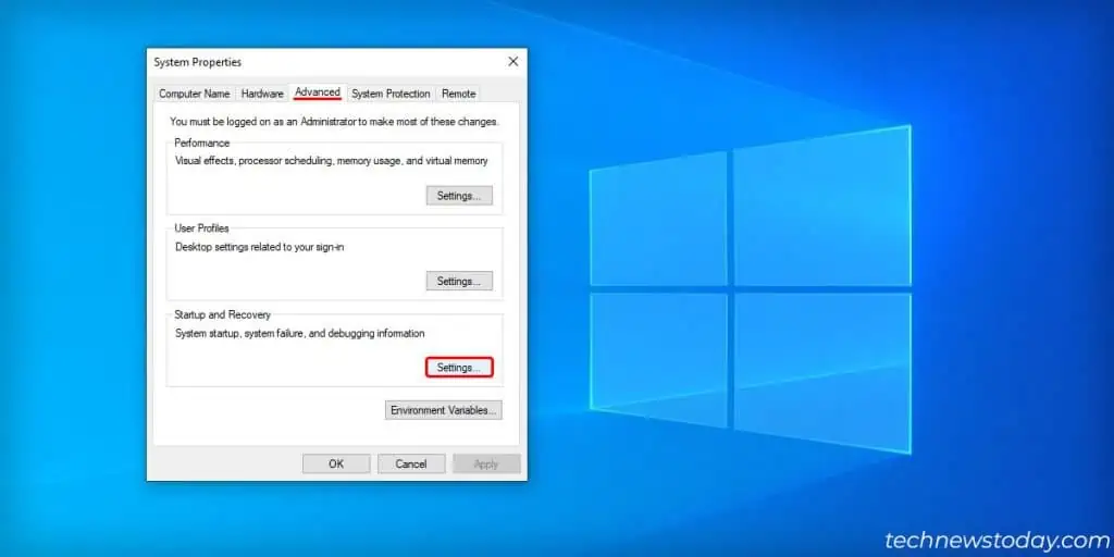 How to Fix When Windows Restarts After Shutdown 7 System-Properties-Advanced-Tab-1024x512